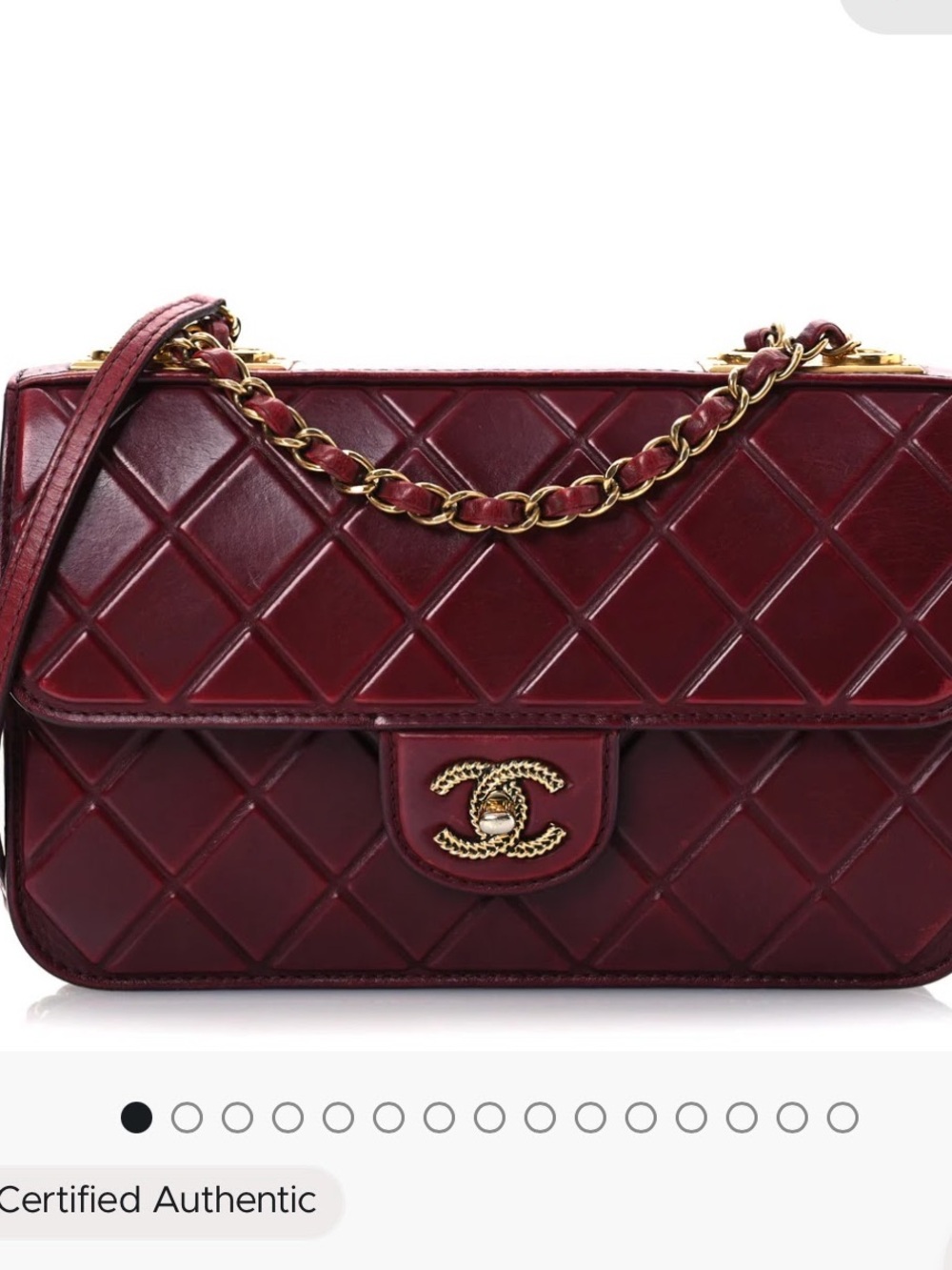 CHANEL Quilted Shoulder Bag in Burgundy with Gold Hardware